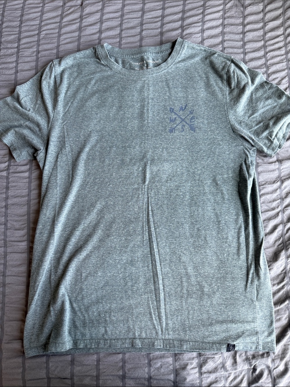 Threads 4 Thought Men's Short Sleeve Tee in Heather Sage with Chest Logo